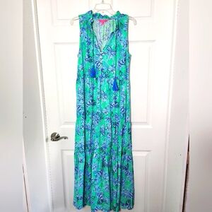Lilly Pulitzer Malone Green and Blue Maxi Dress